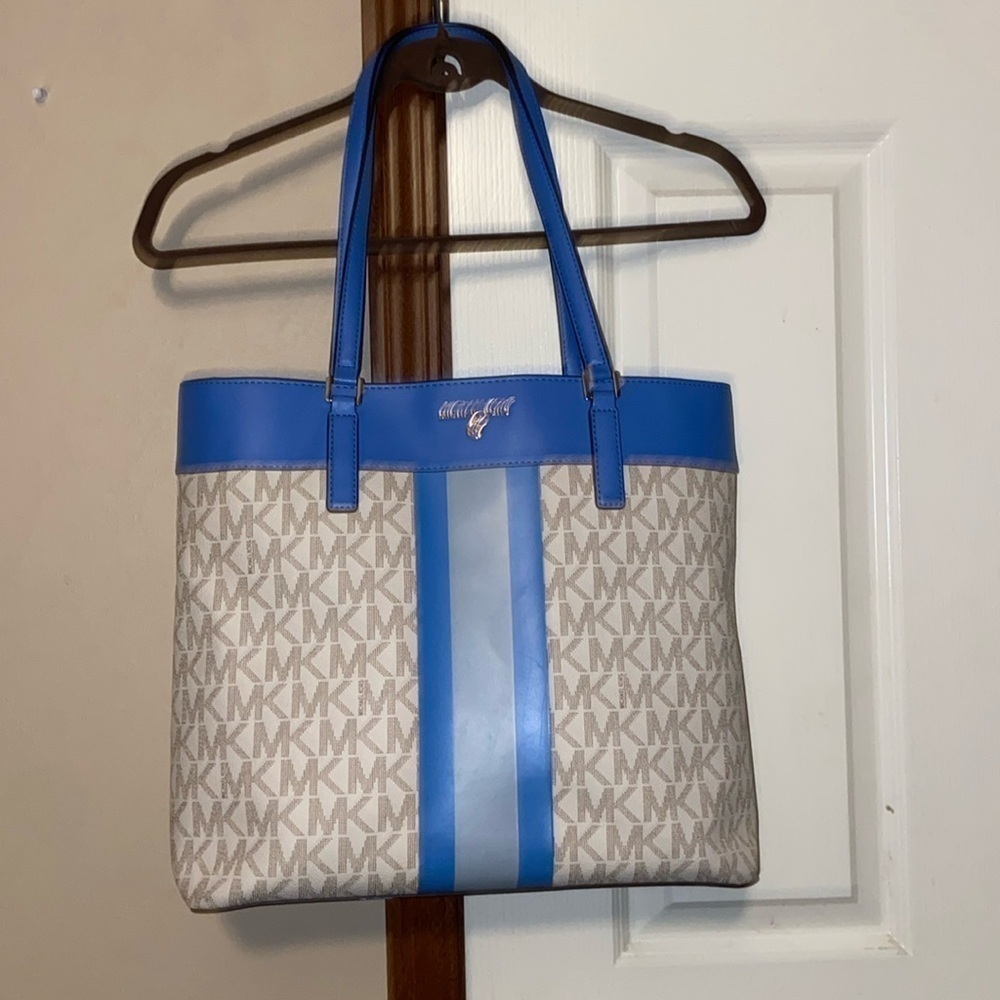 Michael Kors Blue Tan Tote Shoulder Handbag